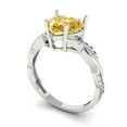 thumbnail image 1 of 2.1ct heart cut yellow Zircon 18k white gold Bridal Wedding Engagement Promise Anniversary Ring for Women size 7.25, 1 of 7