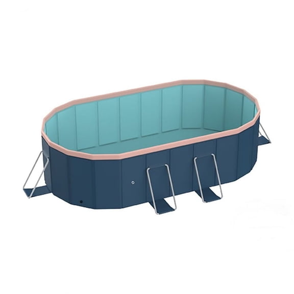 2.1m Non-Inflatable PVC Folding Pool, Oval Outdoor Summer Bath & Cooling Pool for Patio, Garden, Beach