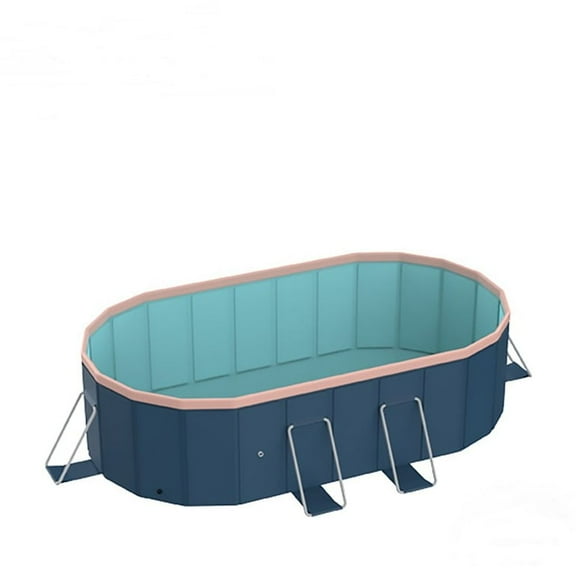 2.1m Oval Inflatable PVC Swimming Pool Dark Blue - Durable Lightweight Backyard Garden Use, Easy Setup & Storage with Large Water Capacity
