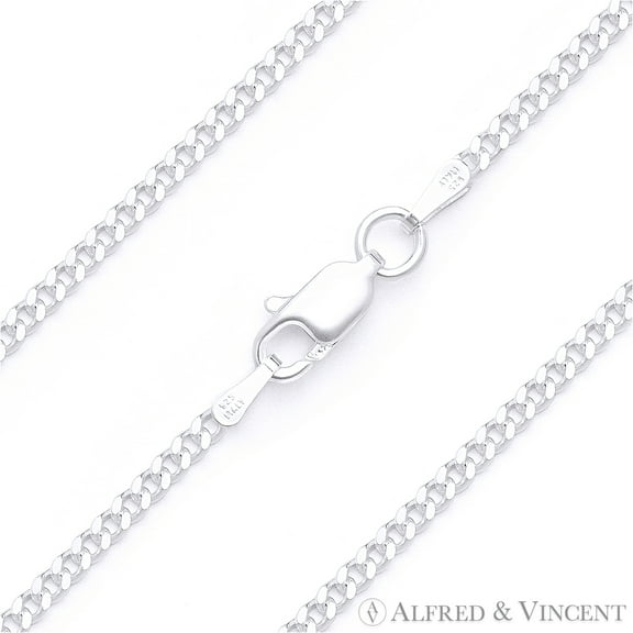 2.1mm Cuban / Curb Link Italian Chain Anklet in Solid .925 Sterling Silver