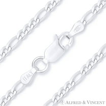 2.1mm Figaro / Figaroa Link Italian Chain Anklet in Solid .925 Sterling Silver