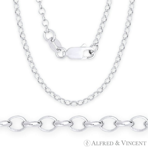 2.1mm Open Rolo Oval Cable Link Italian Chain Necklace in .925 Sterling Silver