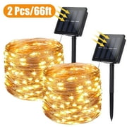 2/1pcs 33ft 100 LED Solar String Lights, EEEkit 2 Modes Copper Wire Light, Waterproof Solar Fairy Lights, Solar Starry String Lights for Outdoor Indoor Wedding Yard Home Garden Party, Warm White