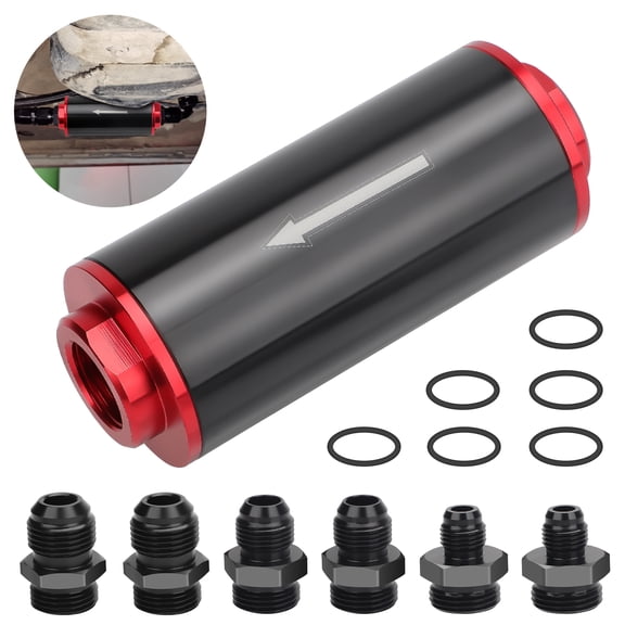 2/1pcs Aluminum Inline Fuel Filter 50MM 100 Micron with 6AN 8AN 10AN Adapter For Filtering Gasoline, Diesel