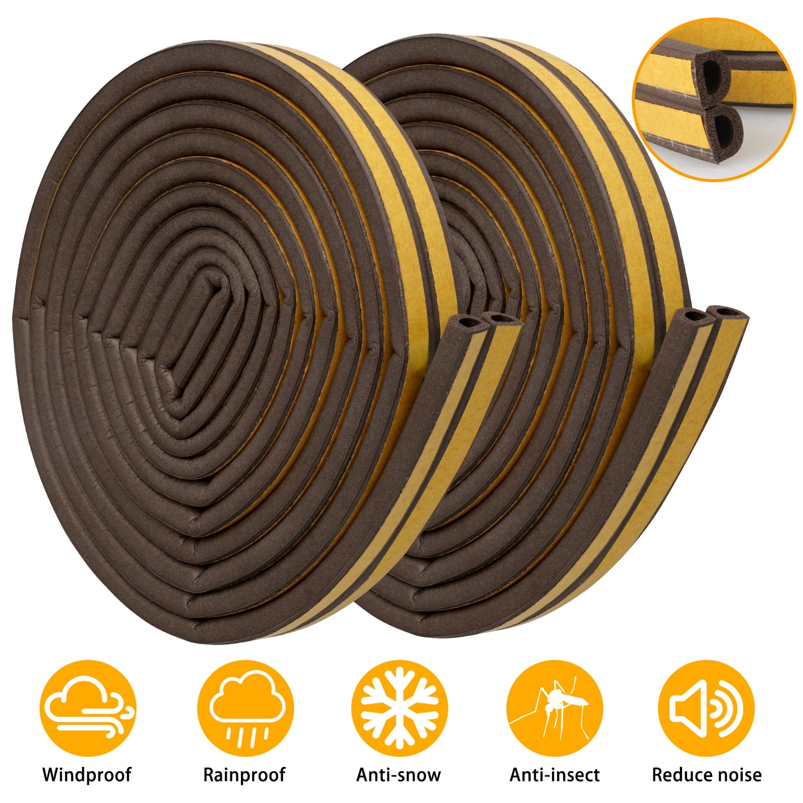 2/1pcs Indoor Weather Stripping, EEEkit Foam Insulation Tape Self