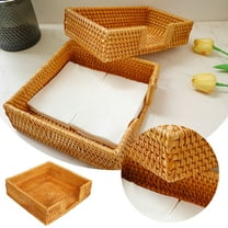 2/1pcs Natural Square Rattan Napkin Holder, Boho Decorative Handwoven Tissue Dispenser, Rustic Napkin Holders for Kitchen Dining Table, Vintage Napkin Basket for Picnic Wedding Party