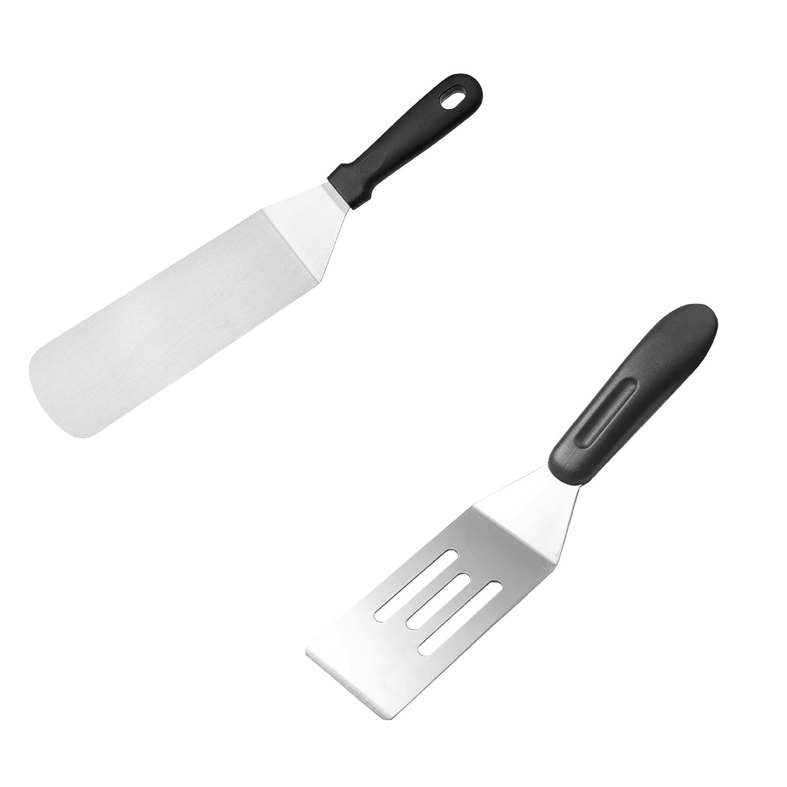 Silver Stainless Steel Mini Serving Spatula Set with Black Handle