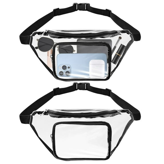 2/1pcs Waterproof Clear Fanny Packs, Stadium Approved Waist Bag, Black Belt Bag with Adjustable Strap for Concerts