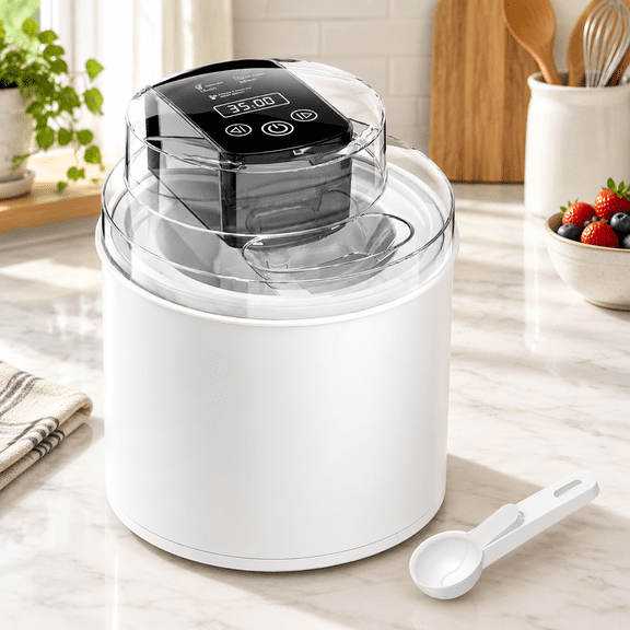 2.1qt Double Freezer Bowl Ice Cream Maker, 6-12 Serving Capacity
