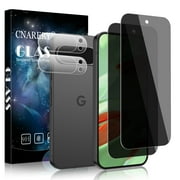 [2+2] 2 Packs for Google Pixel 9 Pro XL Privacy Tempered Glass Screen Protector with 2 Pack Camera Lens Protector, Support Fingerprint Unclock, 9H Hardness