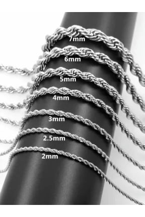 2/2.5/3/4/5/6/7mm 316L Stainless Steel Women Men Rope Chains Necklaces 18-32''