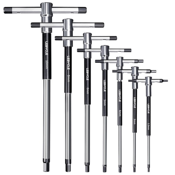 2/2.5/3/4/5/6/8/10mm/T25 Torx Screwdriver Bike T-Handle Hex Wrench Spanner T-shaped Extended T-Socket Wrench 3-Way Repair Tools T25