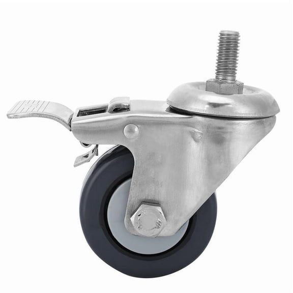 2/2.5/3/4/5in Universal Mute Brake Wheel M10/M12 Stainless Steel Bracket Anti-Slip Swivel Caster Pallet Logistics Trolley Caster