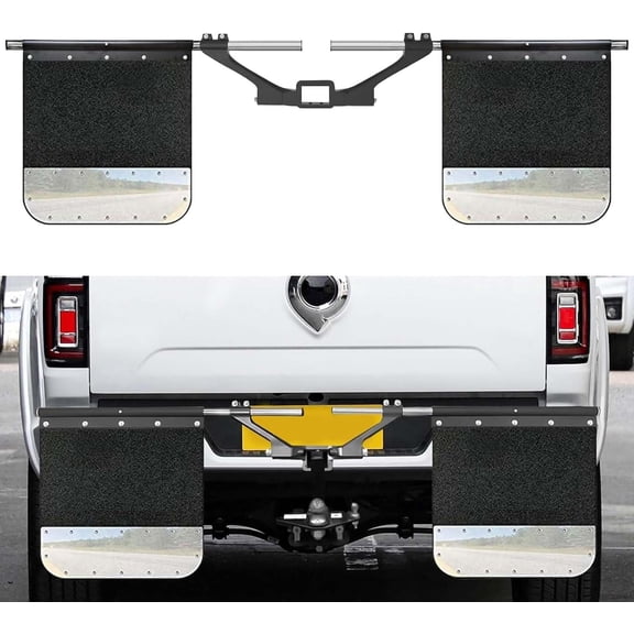 2" 2.5" 3" Hitch Mounted Mud Flaps, W/Stainless Steel Mud Flap Weights/Backing Plate Universal Heavy-Duty Mud Flaps System Height and Width Adjustable for Most Types of Vehicles