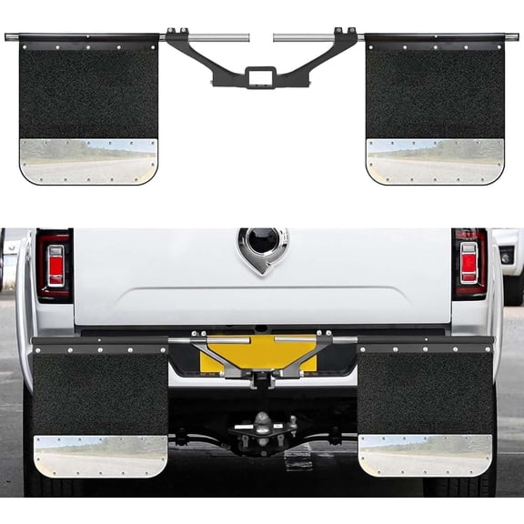 Mudflap System 2" 2.5" 3" Hitch Receiver Mounted Mud Flaps W/Stainless Steel Mud Flap Weights/Backing Plate Universal Heavy-Duty for Most Types of Vehicles Adjustable Height and Width