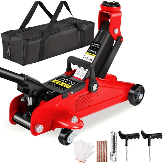 2/2.5/3 Ton Low Profile Hydraulic Floor Car Jack, Optional 3 Ton Jack Stands Tire Repair Kit 14-inch Wrench Wheel Chock, for SUV Car Truck Gato Para Carro