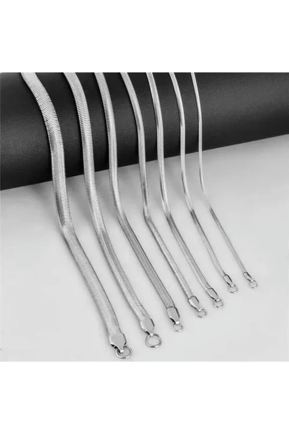 2.2-6mm Real Stainless Steel Silver Flat Snake Chain Necklace Women Men 18-36''