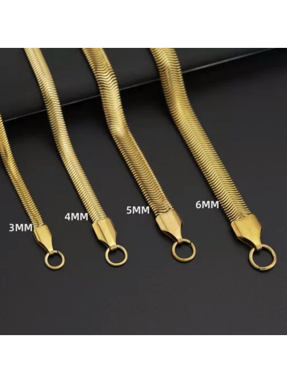 2.2-6mm Stainless Steel Gold Flat Snake Chain Necklace Women Men Link Jewelry