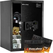 2.2 Cu Ft Home Safe Box, Digital Keypad Security Safe with 2 Fireproof Bags, Black