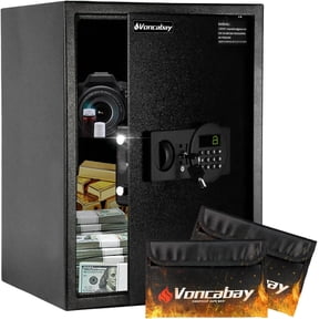 2.2 Cu Ft Home Safe Box, Digital Keypad Security Safe with 2 Fireproof Bags, Black