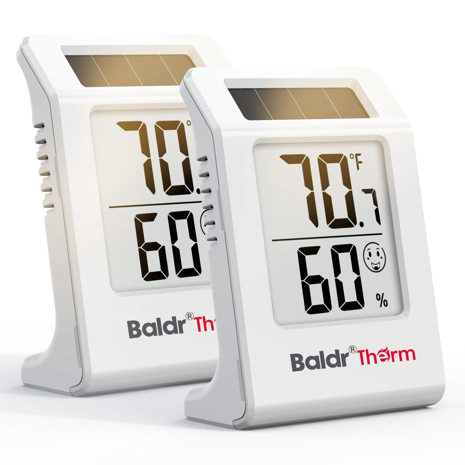 2.2'' Digital Thermometer and Hygrometer Meter, Solar-Powered Indoor ...