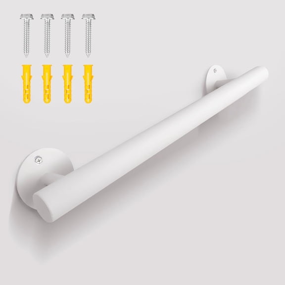 2.2 FT White Stair Railing Indoor - 27 Inch Wall Mounted Pipe Staircase Handrails - Metal Hand Rails for Seniors, Outdoor Grab Bars Deck Porch Rail