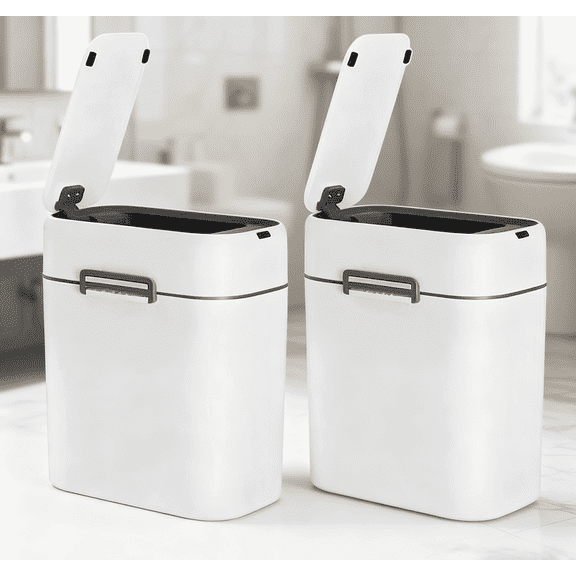2.2 Gal Mini Trash Can, Smart Sensor Automatic Motion Activated, Small Silent Slow-Close Bathroom & Office Trash Bin, Compact Deskside Bedroom & Kitchen Wastebasket with Lid, 8.5L