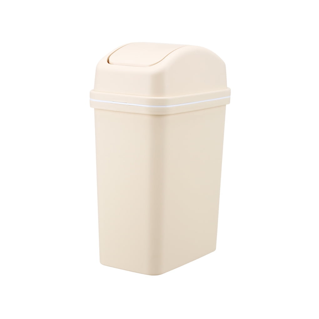 2.2 Gallon Swing Top Trash Can, Plastic Garbage Can with Swing Lid Beige