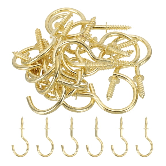 Uxcell Ceiling Hooks for Hanging Plants Copper Plating Metal Screw-in Ceiling Cup Hooks Self-Tapping Screw Eye Bolt 2.2 Inch