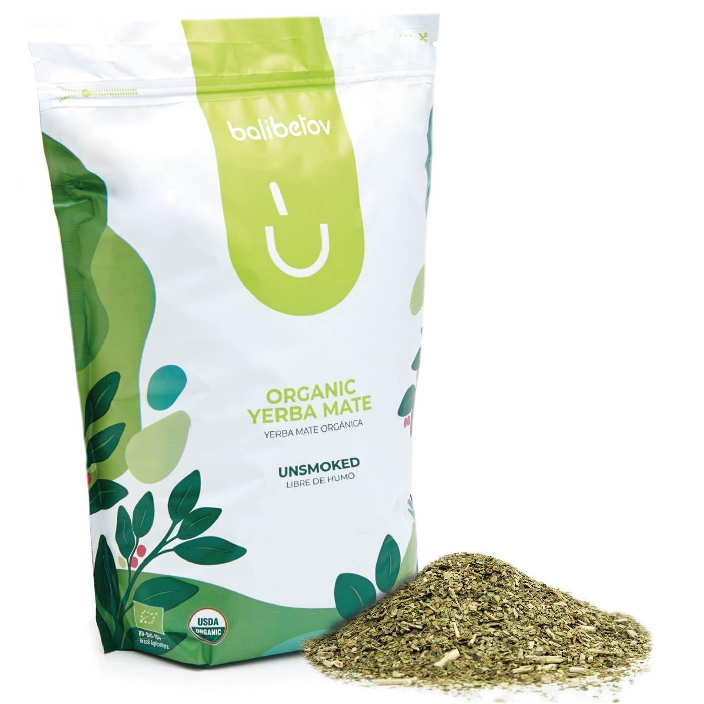 2.2 LB Organic Yerba Mate Tea - Unsmoked Yerba Mate Pure Loose Leaf Tea - 1 Kg (2.2 LB) 2.2 Pound (Pack of 1)