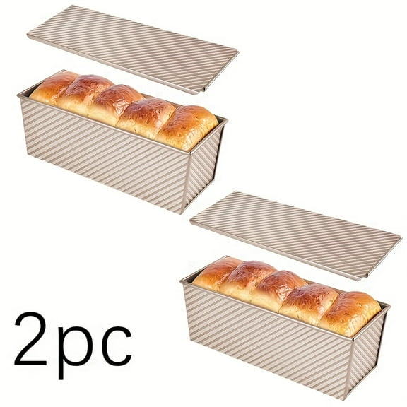 2.2 Lb. Pullman Bread Pan with Vent and Lid, 12.3x4.7x4.3 Inch Large Loaf Pan for Sandwich Bread and Toasting, Available as Single or Set of Two