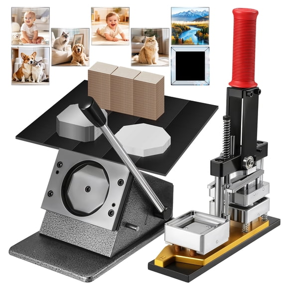 22 in Magnet Maker Machine Kit, DIY Photo Fridge Magnet Making Machine, Press Machine with 200 Kit Square Photo Magnet Press Tool,Includes Metal Covers Back Plates Films Magnets Precise