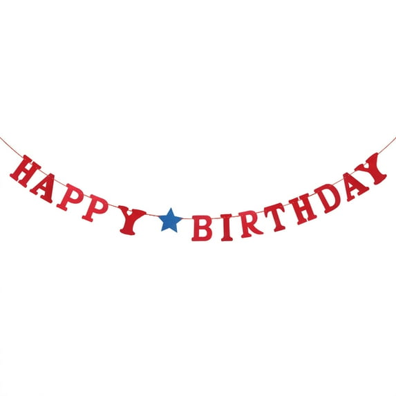 2.2 Meters Fabric Happy Birthday Letter Bunting Banners Garland Birthday Party Hanging Decoration (Red)