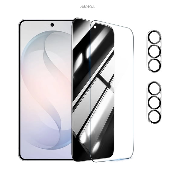 [2+2 Pack] AMAGA Compatible with Samsung Galaxy S26 HD and Privacy Screen Protector with Camera Lens Protector,Tempered Glass,Sensor Protection,Dynamic Island Compatible,Case Friendly