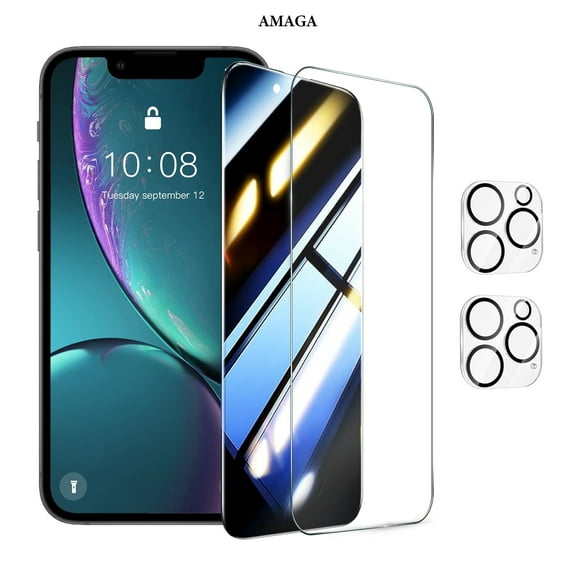 [2+2 Pack]AMAGA Compatible with iPhone 13 Pro Max HD Clear + Privacy Screen Protector with Camera Lens Protector,Case Friendly Tempered Glass Film,[9H Hardness]