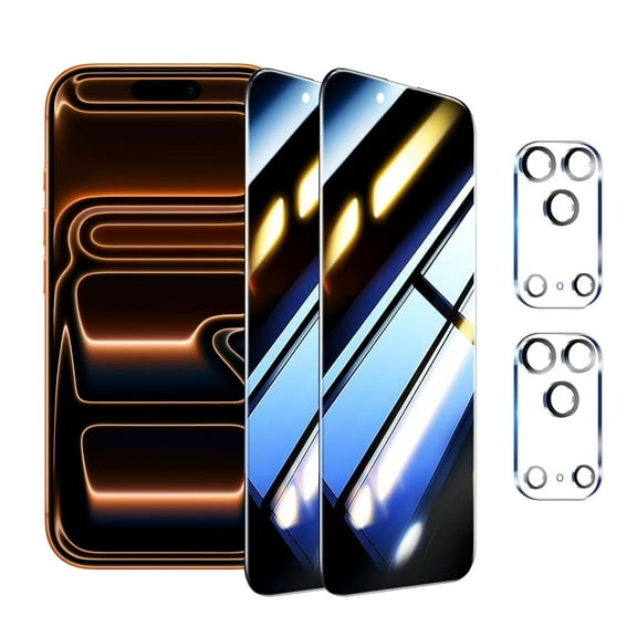 [2+2 Pack] AMAGA Compatible with iPhone 17 Pro Privacy Screen Protector with Camera Lens Protector,Tempered Glass,Sensor Protection,Dynamic Island Compatible,Case Friendly