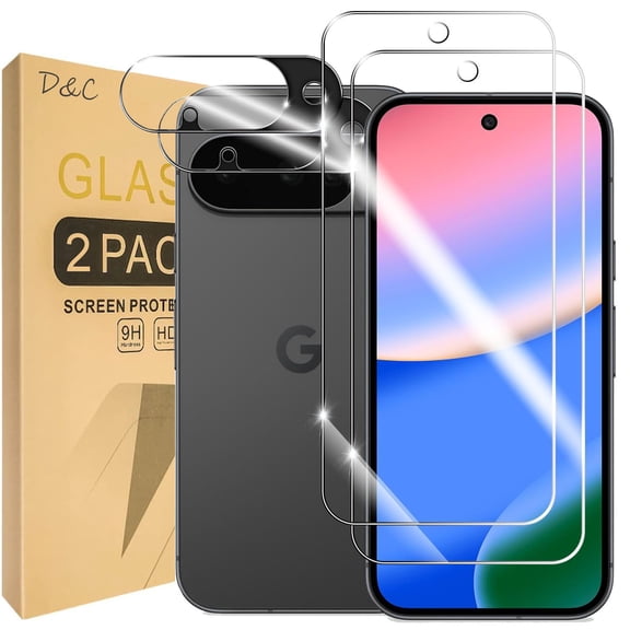 [2+2 Pack] DOCOCO Compatible with Google Pixel 10 HD Screen Protector with Camera Lens Protector, 9H Tempered Glass, HD Clear Case Friendly Anti-Scratch