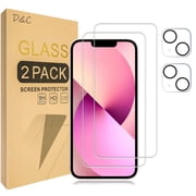 [2+2 Pack] DOCOCO Compatible with iPhone 13 HD Screen Protector with Camera Lens Protector, 9H Tempered Glass, HD Clear Case Friendly Anti-Scratch