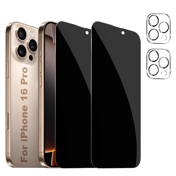 [2+2 Pack]EddieCN for iPhone 16 Pro Screen Protector with Camera Lens Protector,Sensor Protection,Case Friendly Privacy Tempered Glass Film[9H Hardness] for iPhone 16 Pro
