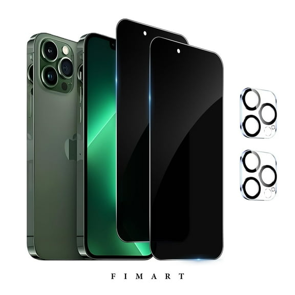 [2+2 Pack]FIMART Compatible with iPhone 13 Pro HD Privacy Screen Protector with Camera Lens Protector,Shatterproof Tempered Glass [9H Hardness] [Automatic Dust-Elimination Install]