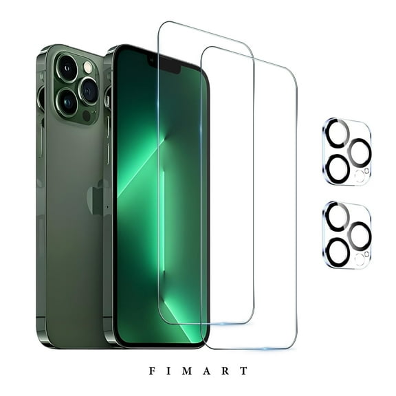 [2+2 Pack]FIMART Compatible with iPhone 13 Pro Max HD Clear Screen Protector with Camera Lens Protector,Shatterproof Tempered Glass [9H Hardness] [Automatic Dust-Elimination Install]