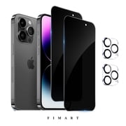 [2+2 Pack]FIMART Compatible with iPhone 14 Pro HD Privacy Screen Protector with Camera Lens Protector,Shatterproof Tempered Glass [9H Hardness] [Automatic Dust-Elimination Install]