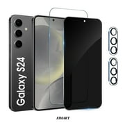 [2+2 Pack]FIMART Compatible with Samsung Galaxy S24 Screen Protector, HD and Privacy Tempered Glass Screen Protector with Camera Lens Protector