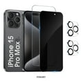 thumbnail image 1 of [2+2 Pack]FIMART For iPhone 15 Pro Max Screen Protector, HD and Privacy Tempered Glass Screen Protector with Camera Lens Protector [Easy Installation] [9H Hardness] [Bubble Free], 1 of 9