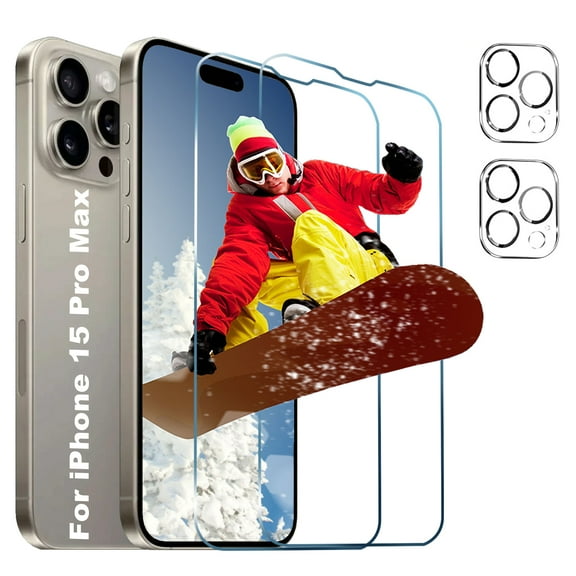 [2+2 Pack]For iphone 15 Pro Max Screen Protector,Sensor Protection,Case Friendly Tempered Glass Film[9H Hardness] for iPhone 15 Pro Max