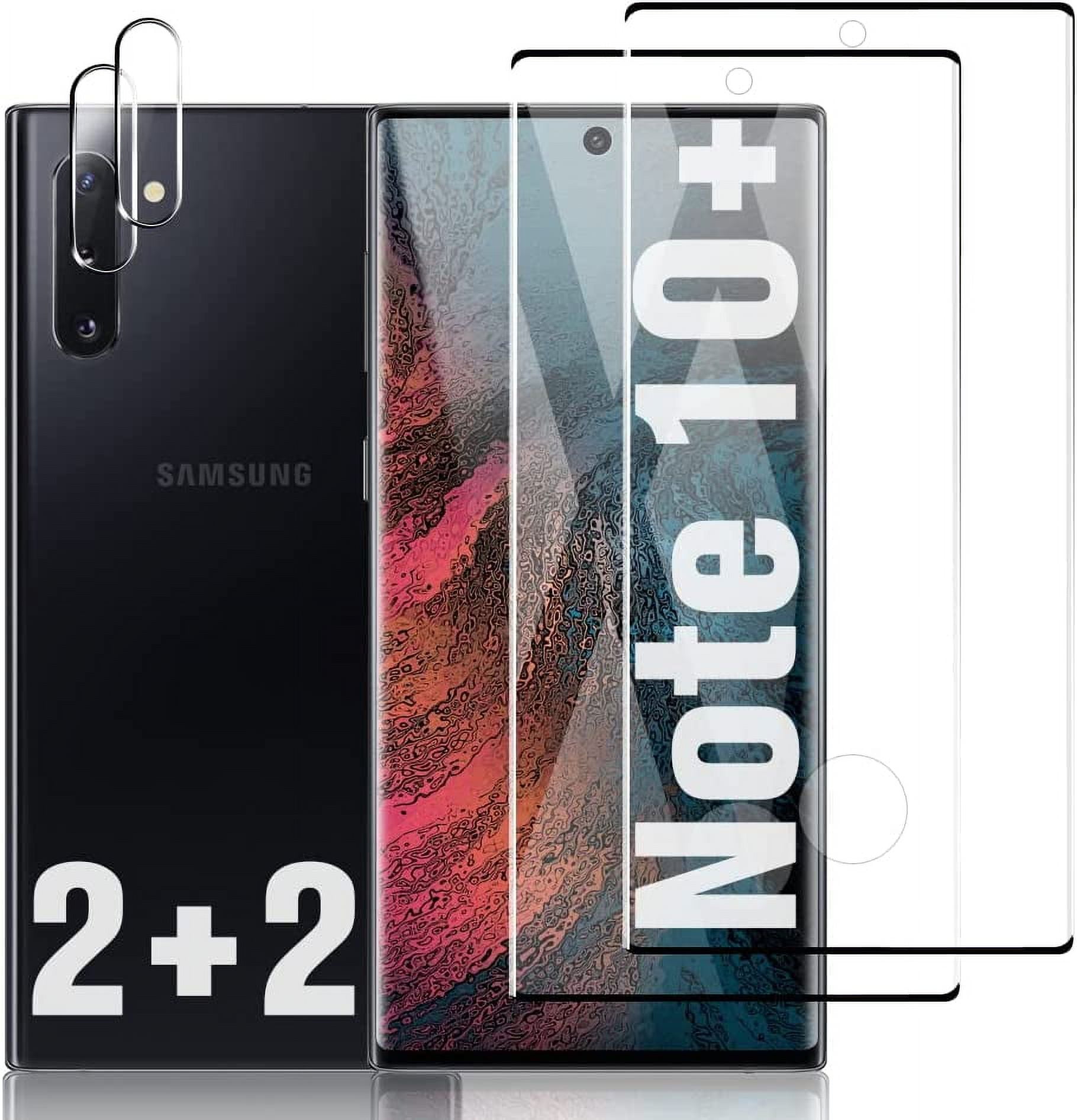 [2+2 Pack] Galaxy Note 10 Plus Screen Camera Protector, 9H Tempered
