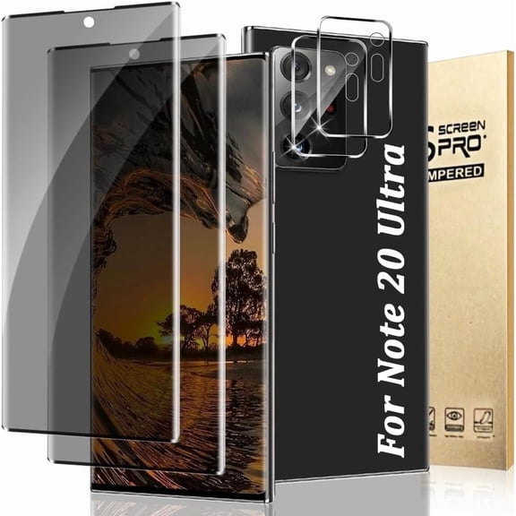 2+2 Pack For Galaxy Note 20 Ultra Privacy Screen Protector with Camera Lens Protector, 3D Full Coverage, 9H Tempered Glass, Scratch Resistant, Touch Sensitive,Bubble-Free,  (6.9 Inch)