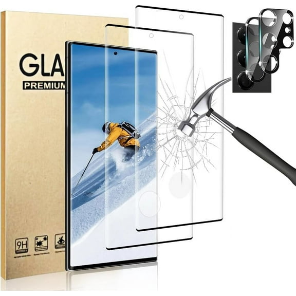 [2+2 Pack] Galaxy Note 20 Ultra Screen Protector, Fingerprint Unlock, HD Clear 9H Tempered Glass Scratch Resistant,3D Curved, for Samsung Galaxy Note 20 Ultra Glass Screen Protector (6.9 Inch)