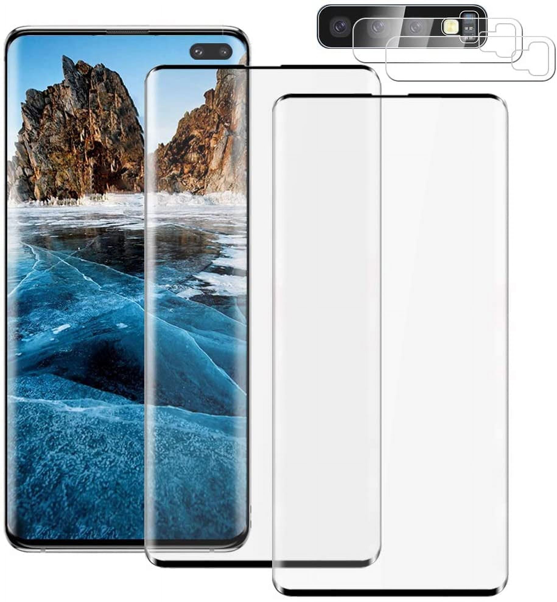 [2+2 Pack] Galaxy S10 Plus Screen Protector + Camera Lens Protector [9H Hardness Tempered Glass