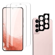 [2+2 Pack] Galaxy S22 Screen Protector+Camera Lens Protector, Dteck 9H Tempered Glass 3D Curved HD Clear Scratch Resistant for Samsung Galaxy S22 5G Glass Screen Protector